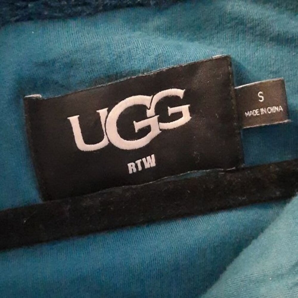 Ugg Elaina Blue Black Color Blocked Sherpa Soft Full Zipper Jacket Size Small - Picture 3 of 11